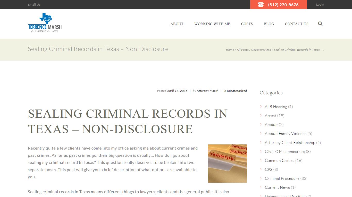 Sealing Criminal Records in Texas - Georgetown Criminal Defense Lawyer